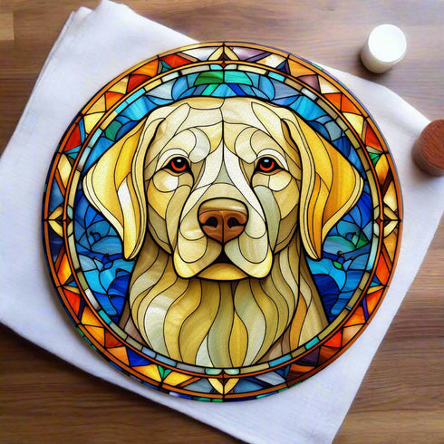 Labrador Yellow Glass Suncatcher Worktop Saver